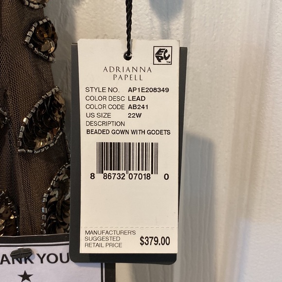 Adrianna Papell beaded gown 22W NWT - Picture 9 of 14